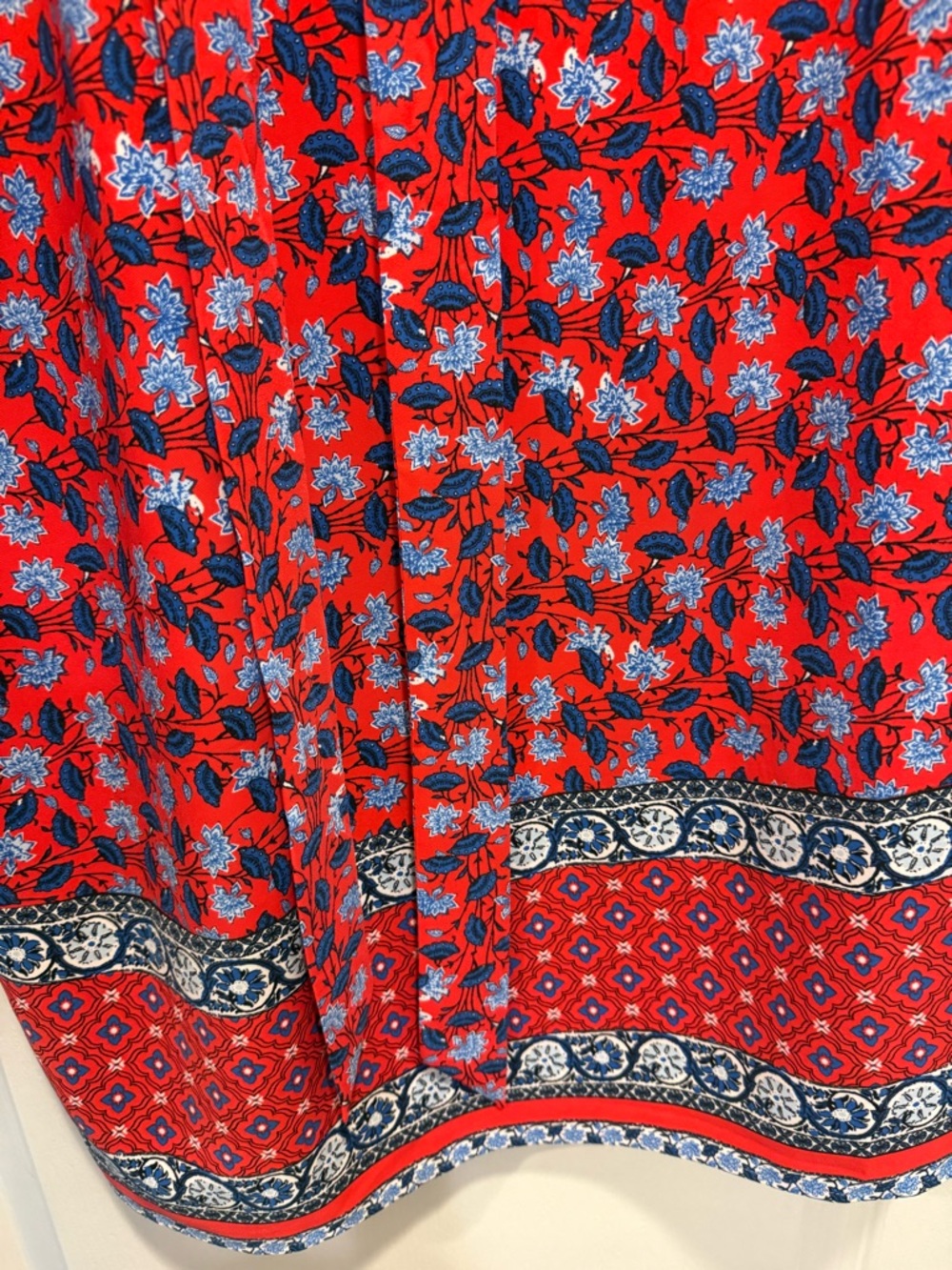 Loft Red & Blue Floral Long Sleeve Shift Dress - Picture 7 of 7